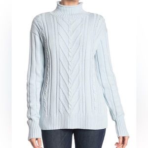 ✨SALE✨J. Crew Light Blue Cable Knit Mock Neck Sweater